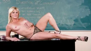 Ginger Lynn fucking in the desk with her big natural tits - Naughty America - 4885