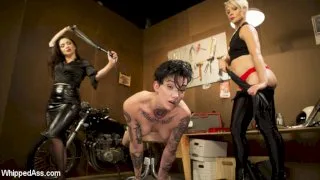 Lazy Mechanic Nikki Hearts Gets Tag-Teamed by Boss & Client - Whipped Ass - 12875