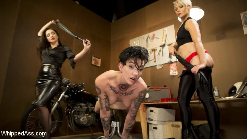 Lazy Mechanic Nikki Hearts Gets Tag-Teamed by Boss & Client - Whipped Ass - 12875