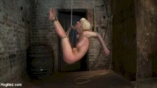 April's Live Show 1 of 4 Cherry suffers a Category 5 suspension! All tying done live & on scree - Hogtied - 4919