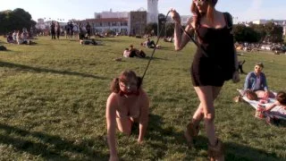 Puppy love! Chubby pet turned obedient bitch. - Public Disgrace - 8385