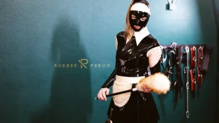 Cute Rubber Maid Girl fucks herself while working - Rubber Pervs - 35525