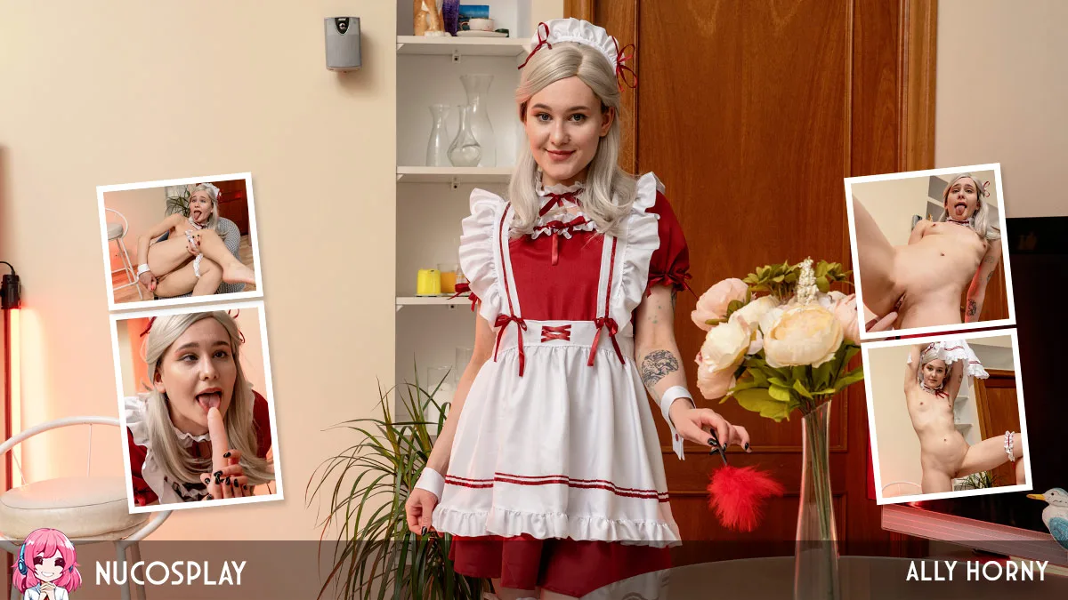 Lovely Maid Ally Horny Tickles Her Pussy With A Pointy Dildo - NuCosplay - 399369