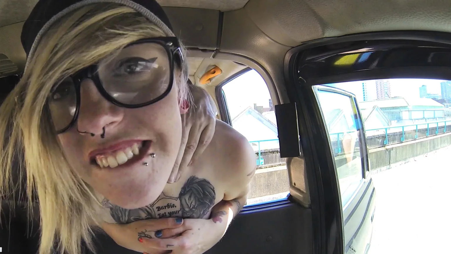 Blonde with glasses and big tattoos - Fake Taxi - 10463