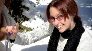 Helpless Brandi de Lafey Strokes A Lonely Snowman - Public Handjobs - 13957