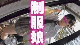 隣人ベランダパンチラ03。さわやか細身制服女子純白パンティ - FC2 Video - 176423