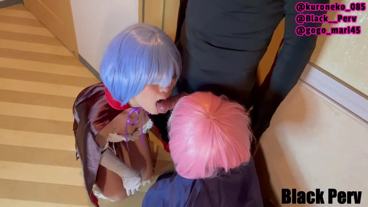 【ラム＆レム】色白受付嬢とにゃん子が絶品の舌でダブルフェラチオ！【Re:ゼロ企画】※薄モザ※ 高画質完成版：レビュー特典 - FC2 Video - 207109