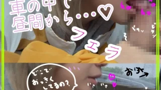 【車フェラ01】朝から大胆にコ○ビニ駐車場にてフェラしたよ♡外から見えちゃう･･･(*´Д｀)♥ - FC2 Video - 241322