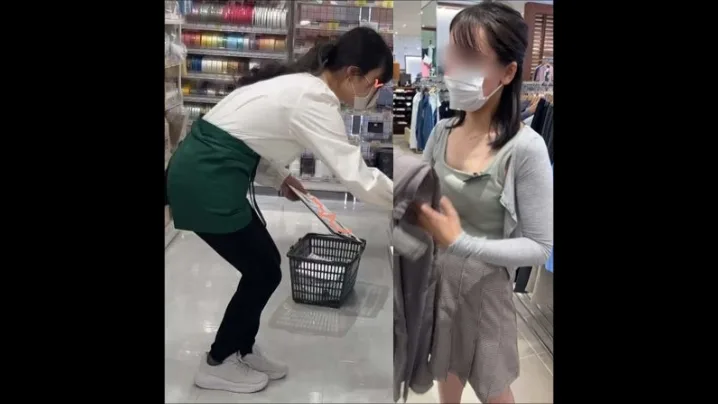 女性店員さんの胸チラ・パンチラ 2人 - FC2 Video - 248535