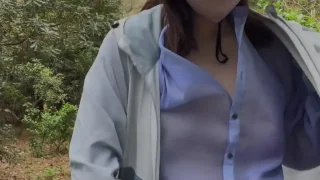 砂浜で野外露出　透けおっぱいマン毛晒し - FC2 Video - 345048