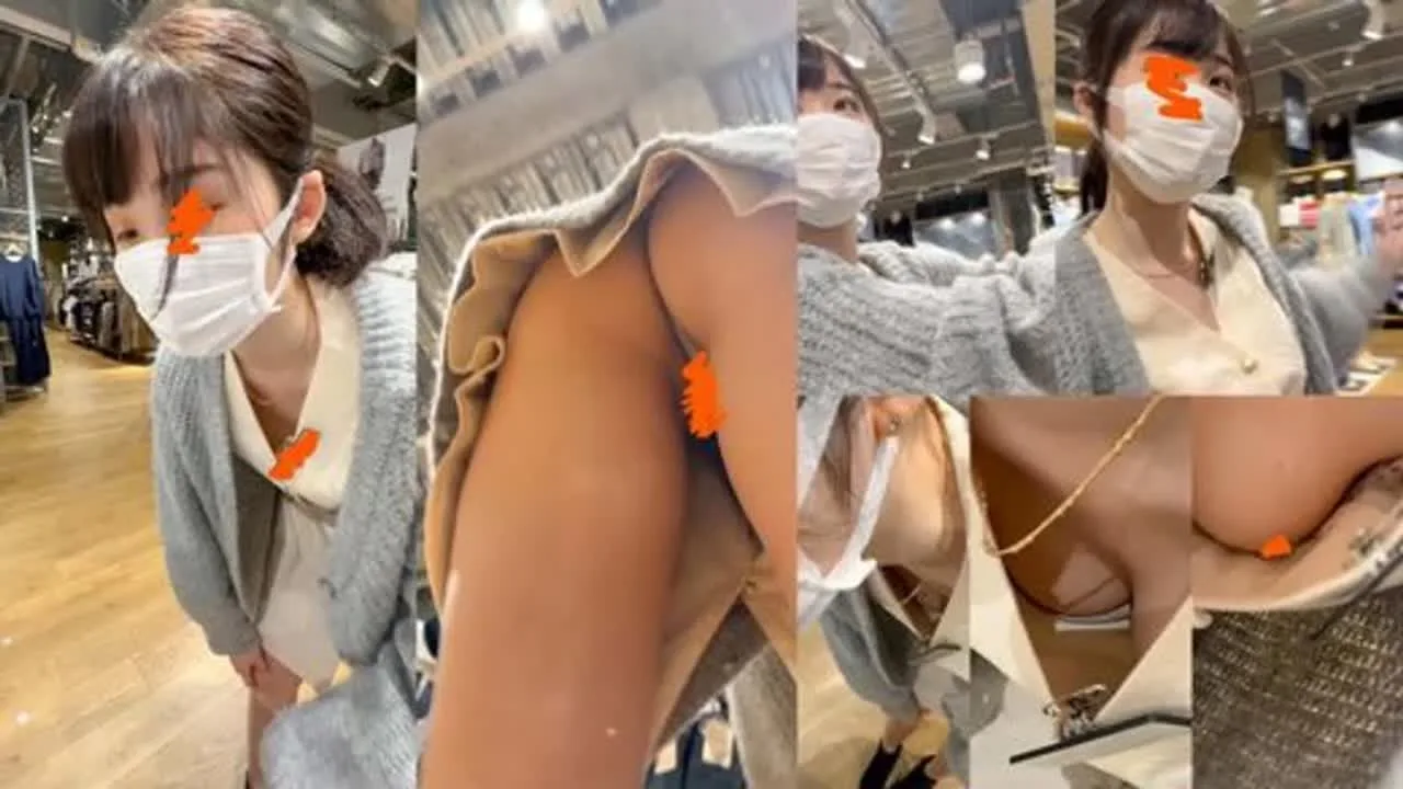 美人アパレル店員さん２名！ブラが浮きすぎた極上の巨乳胸チラ！ - FC2 Video - 359487