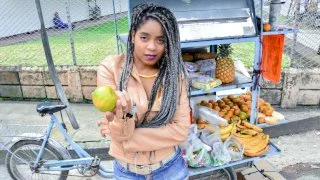 Lusty ebony Colombian babe Ana Ebano gets facial in hot pickup and fuck - Carne del Mercado - 14079