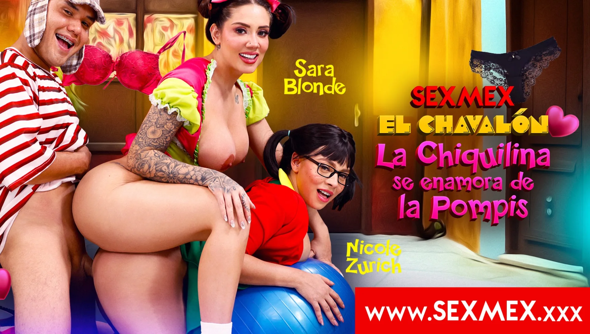 CHIQUILINA FELL IN LOVE WITH TUSHY . Nicole Zurich y Sara Blonde - SEXMEX - 25191