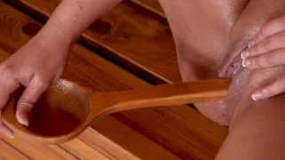 Sweat Beads and Boobs - Sauna Dildo Dilemma - BustyWorld - 28970
