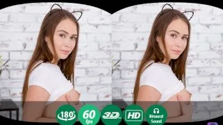 Cat ears on head, fingers on clit - Teen Mega World - 38536