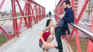 Skinny tattooed babe Alice Blues in hot public fuck on a bridge and rooftop - Chicas Loca - 11836