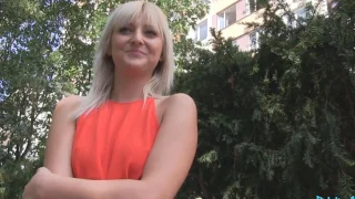 Slim blonde with perfect tits fucks a stranger - Public Agent - 1123484