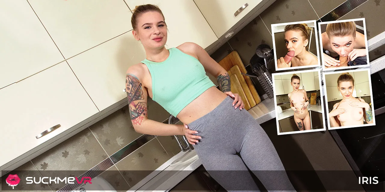 Iris is not wearing panties or a bra in our kitchen as she plays in VR - Suck Me VR - 1134064